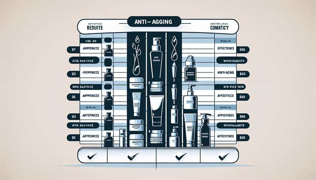 anti aging products comparison chart